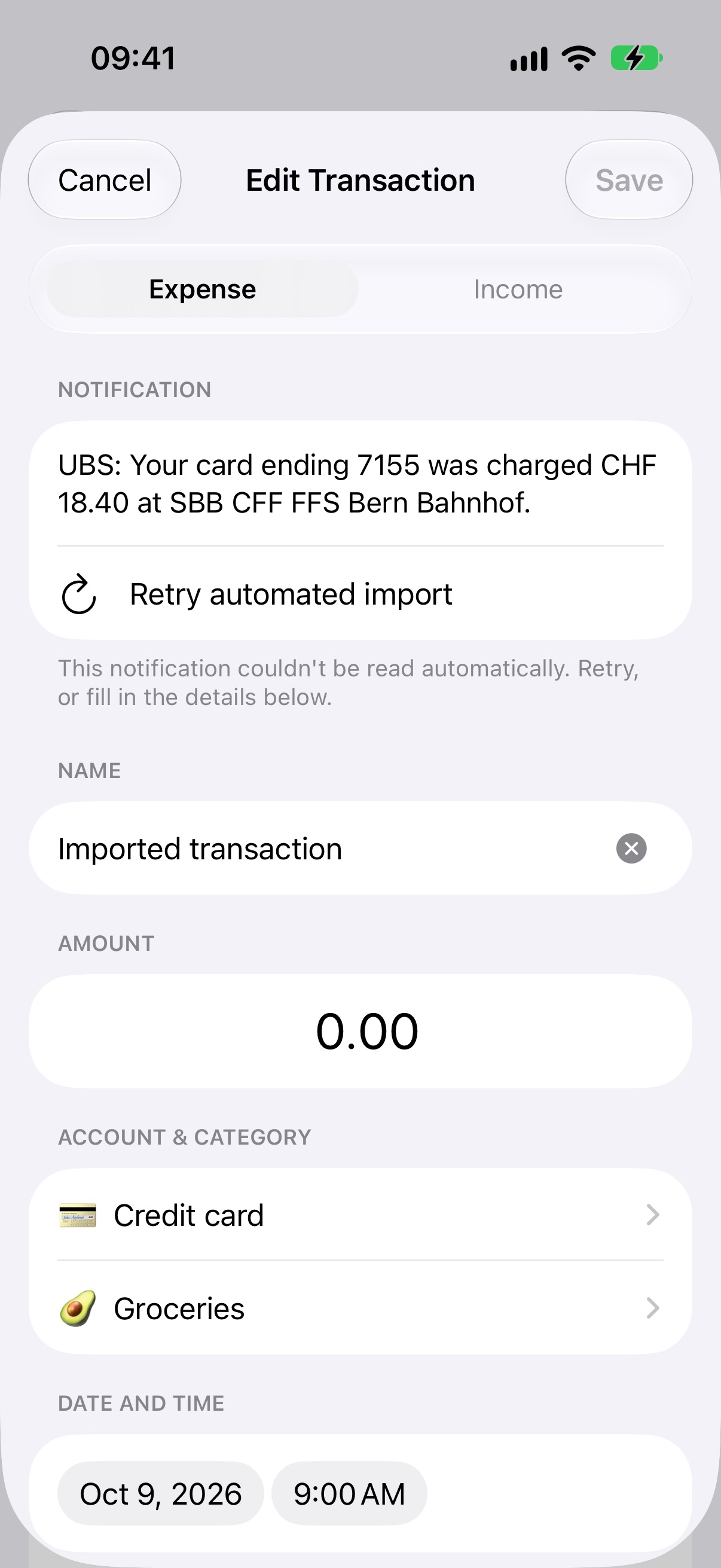 Reviewing a notification that couldn't be read