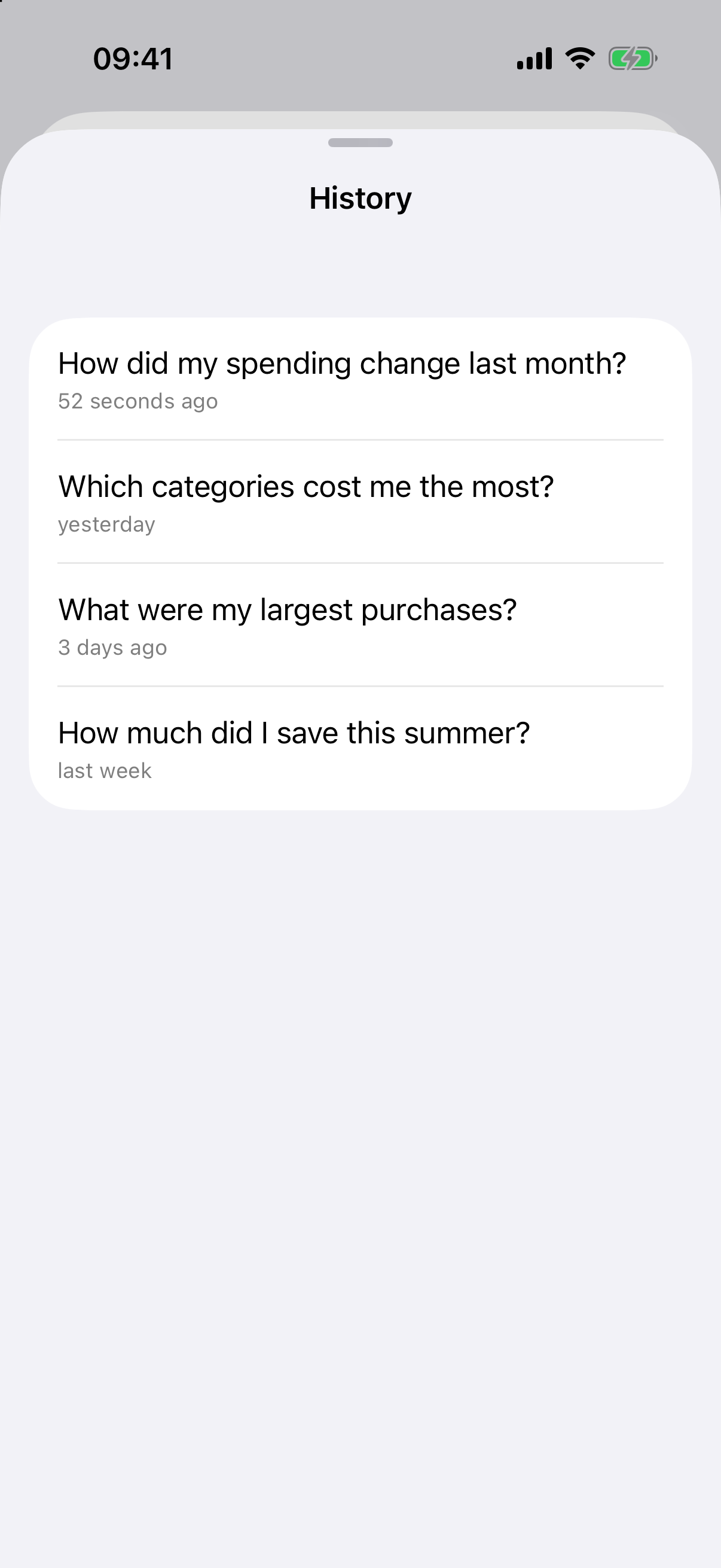 Saved AI assistant conversations